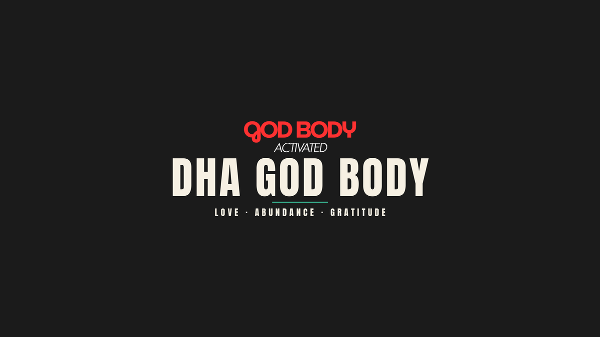 DHA GOD BODY collection — GOD BODY ACTIVATED in Root red on charcoal, DHA Clothing Company