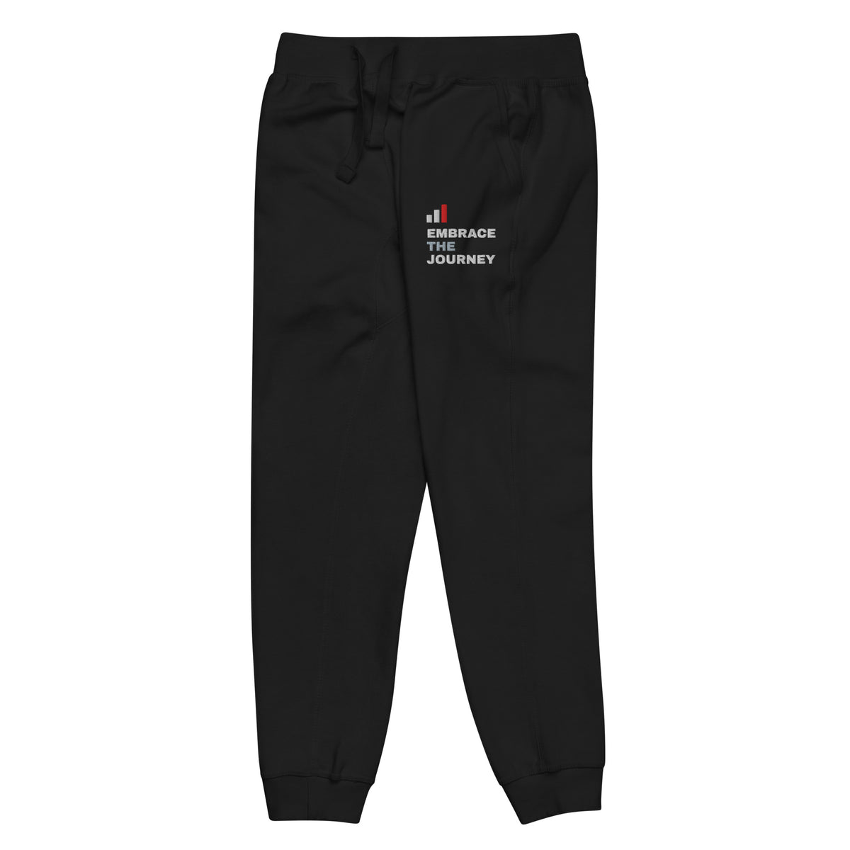 Embrace the Journey Clean Stack Joggers in Black — front-left view