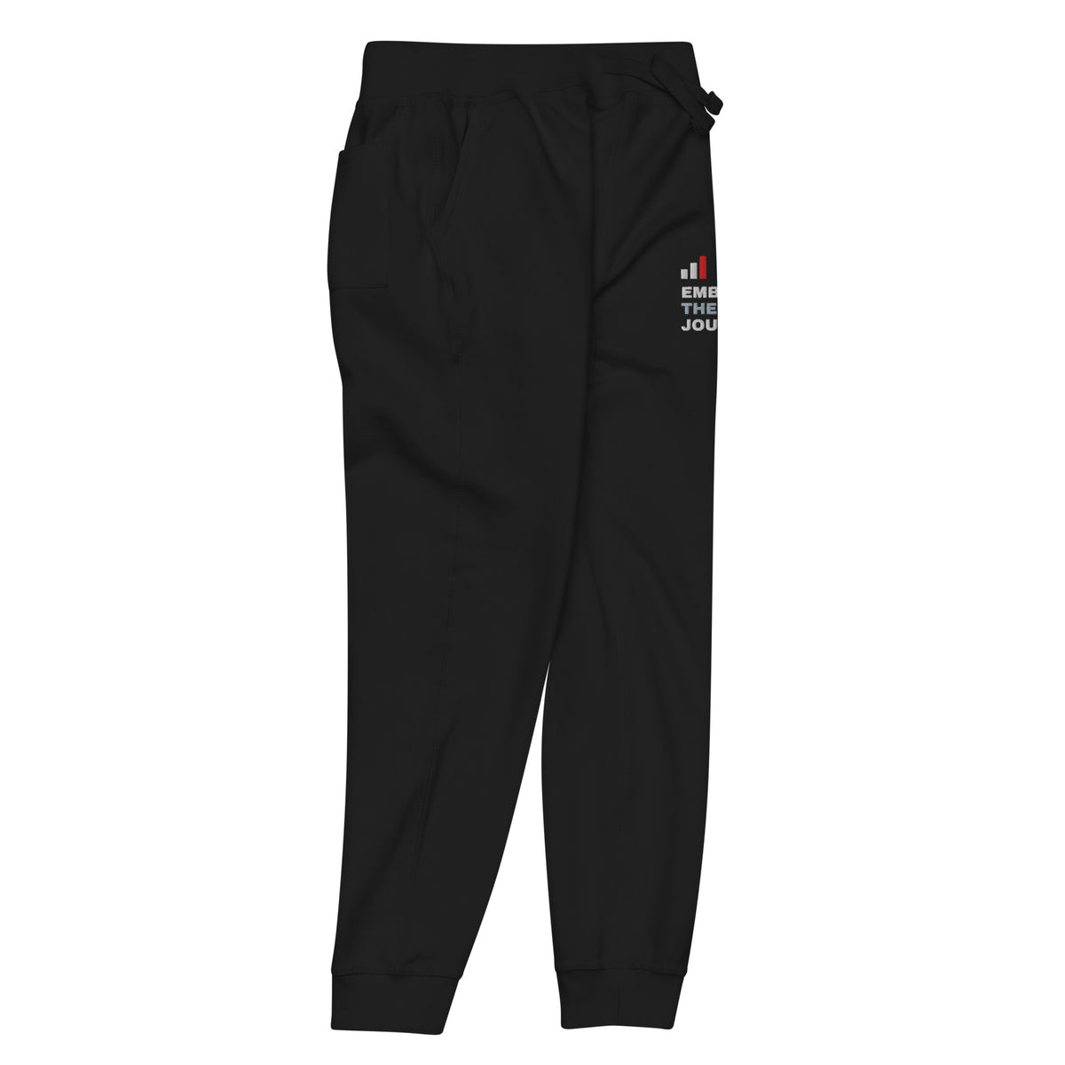 Embrace the Journey Clean Stack Joggers in Black — front-right view