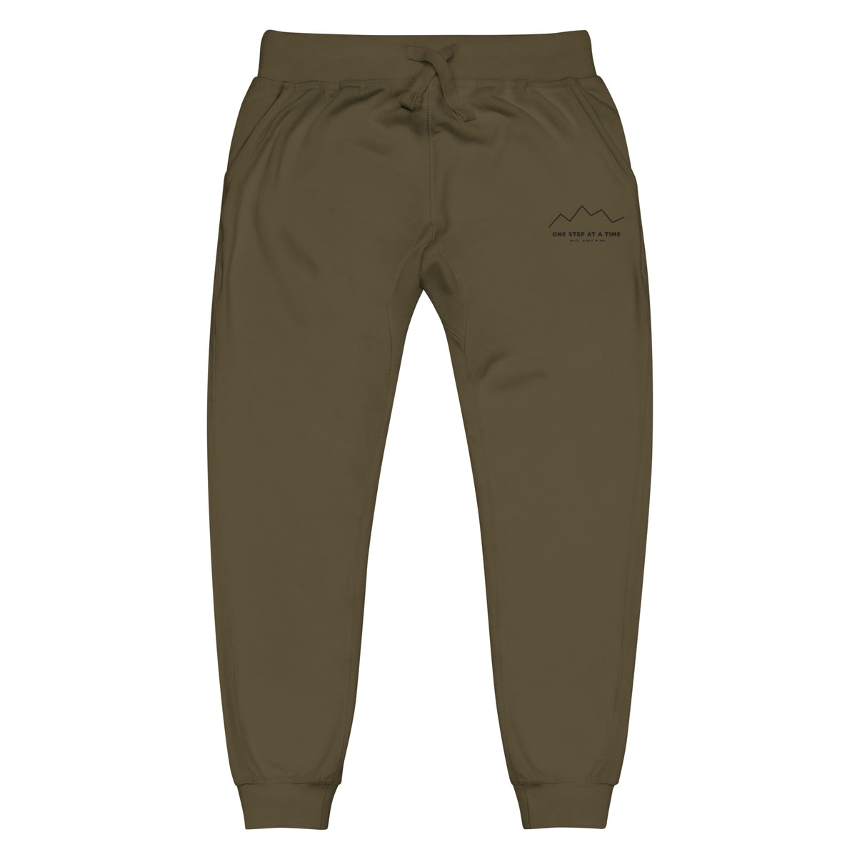 One Step at a Time Joggers in Military Green — front view