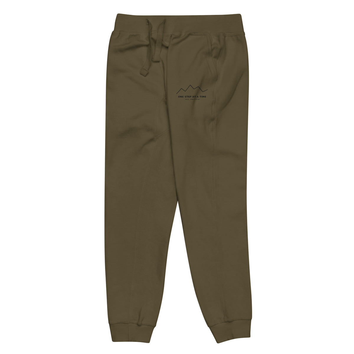 One Step at a Time Joggers in Military Green — front-left view