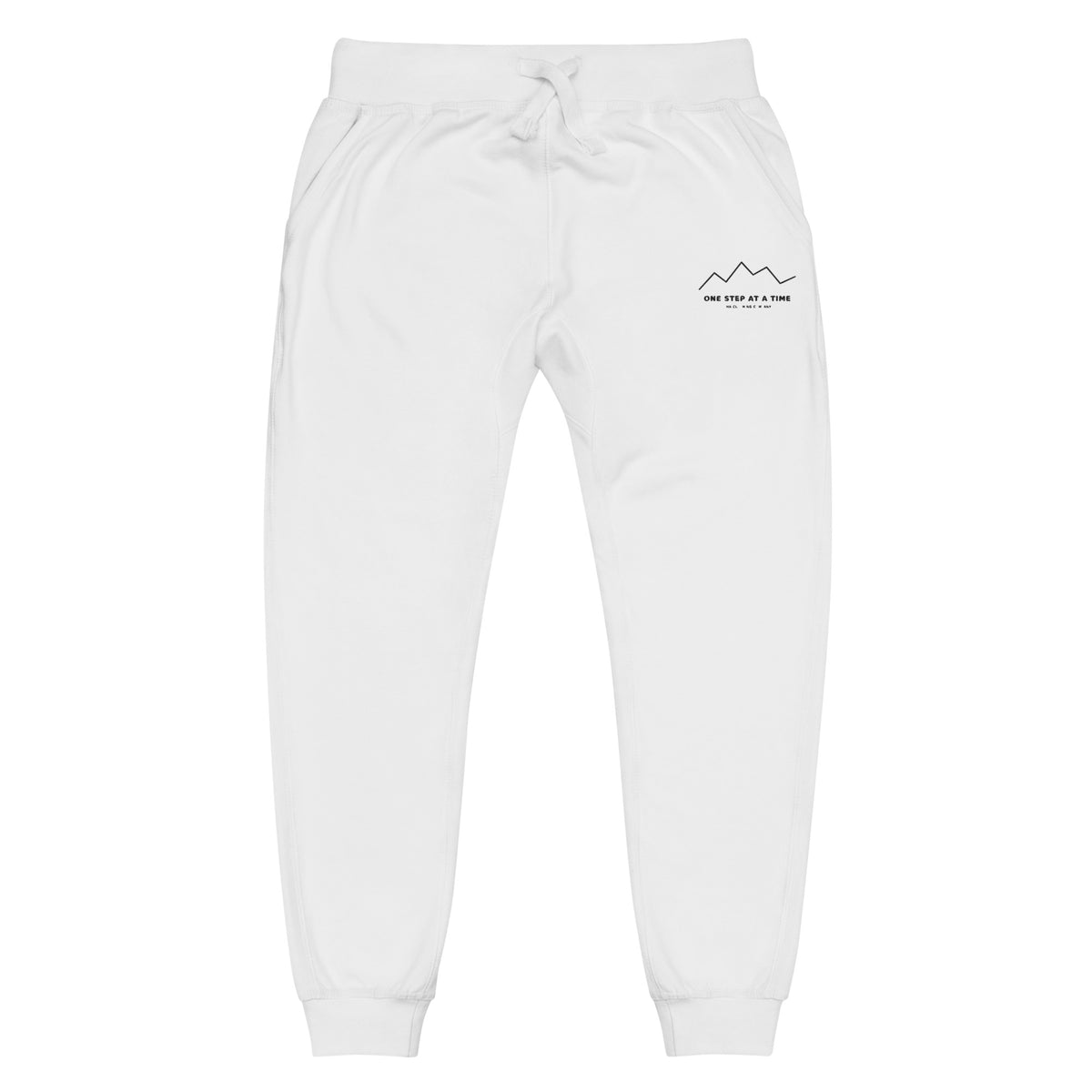 One Step at a Time Joggers in White — front view