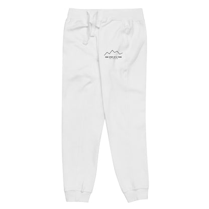 One Step at a Time Joggers in White — front-left view