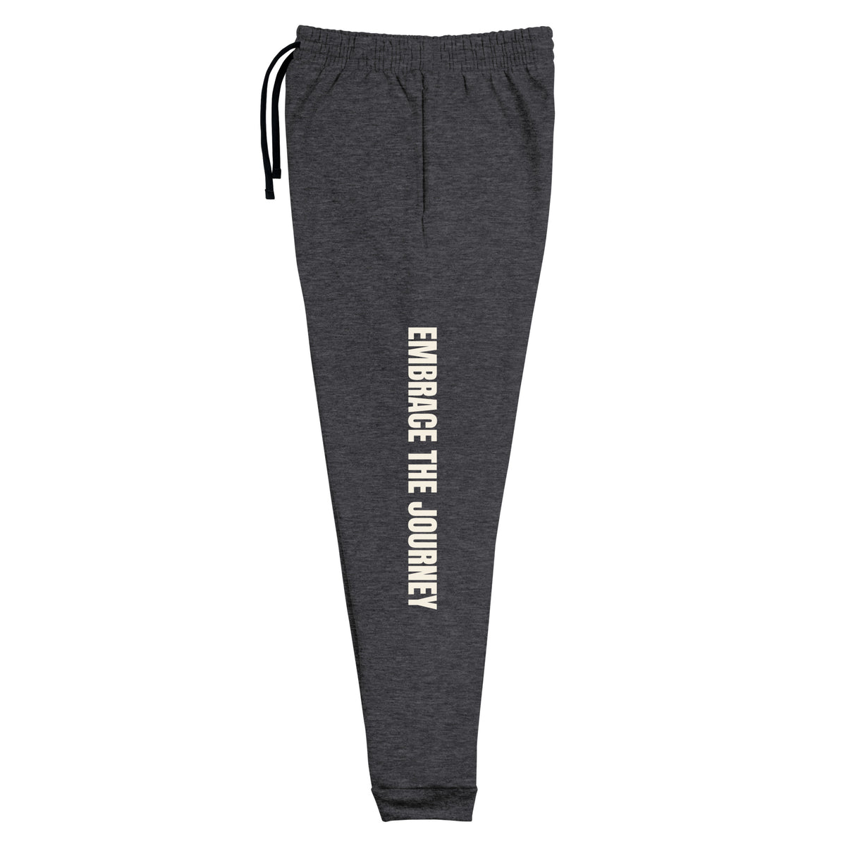 Embrace the Journey joggers in Charcoal Heather — left-leg view