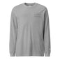 One Step at a Time Long Sleeve T-Shirt in Athletic Heather — front view with charcoal left-chest mountain print