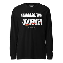 Embrace the Journey Athletic Long Sleeve T-Shirt in Black — front view with Speed Slash graphic