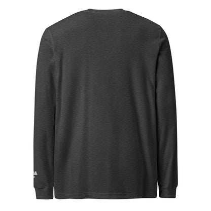Embrace the Journey Athletic Long Sleeve T-Shirt in Dark Grey Heather — back view