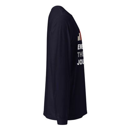 Embrace the Journey Clean Stack Long Sleeve T-Shirt in Navy — right side view