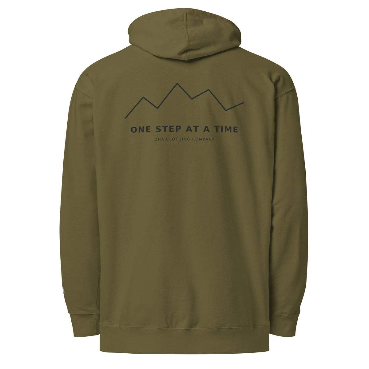 One Step at a Time Hoodie in Army — back view