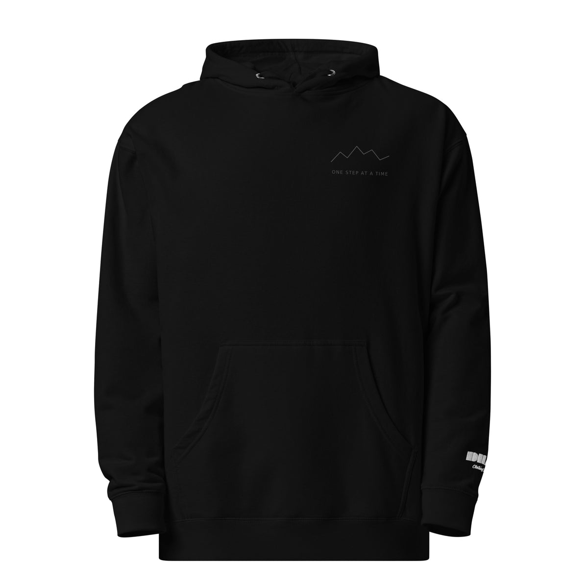 One Step at a Time Hoodie in Black — front view