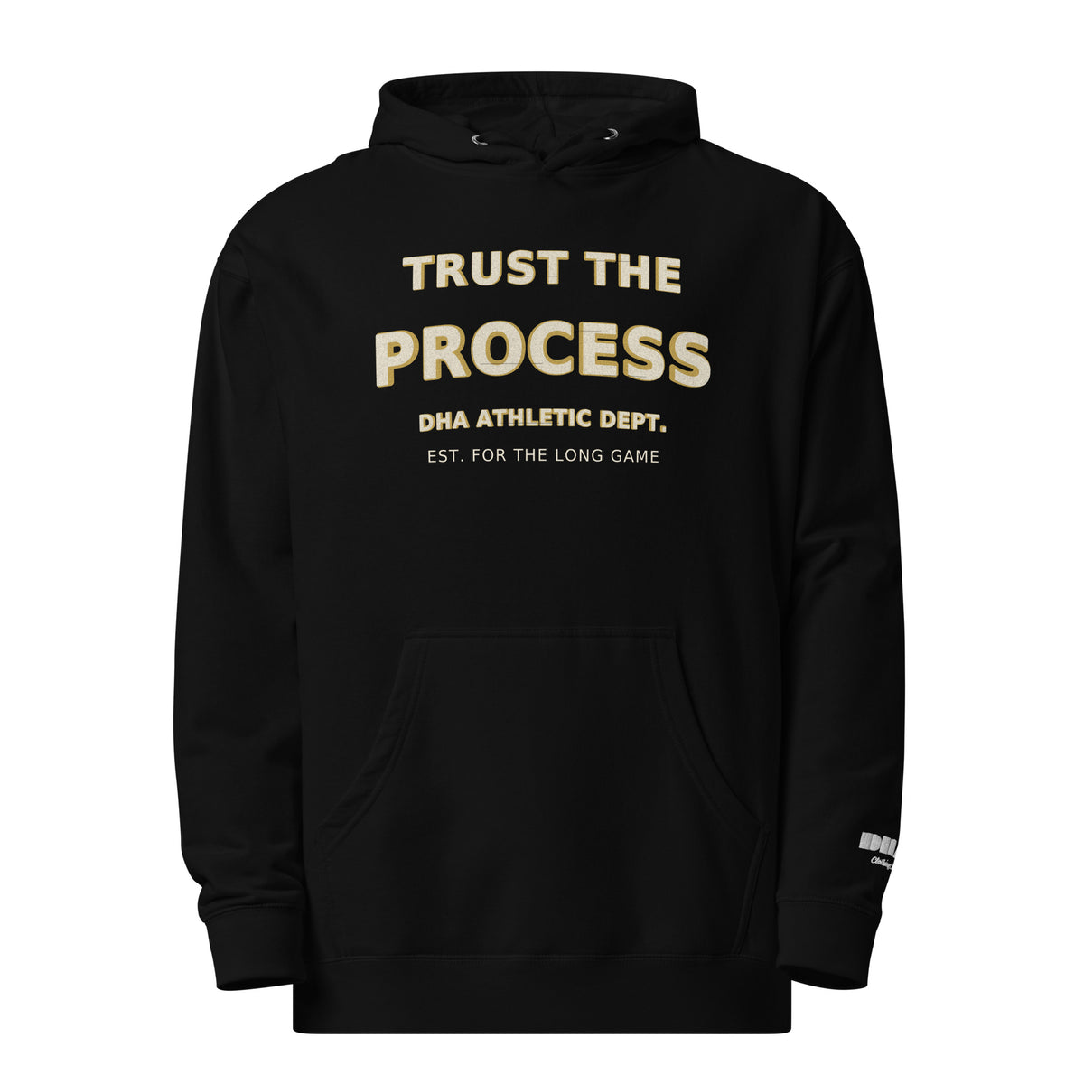 Trust the Process hoodie in Black — front view