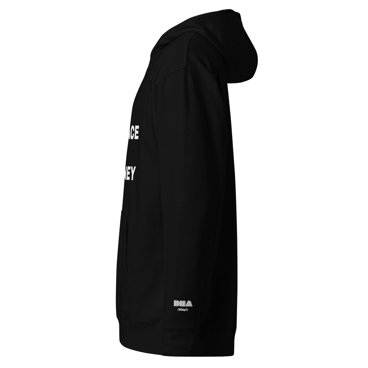 Embrace the Journey Clean Stack hoodie in Black — left view