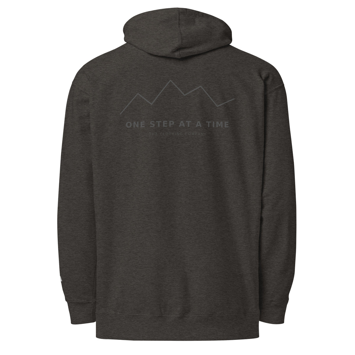 One Step at a Time Hoodie in Charcoal Heather — back view