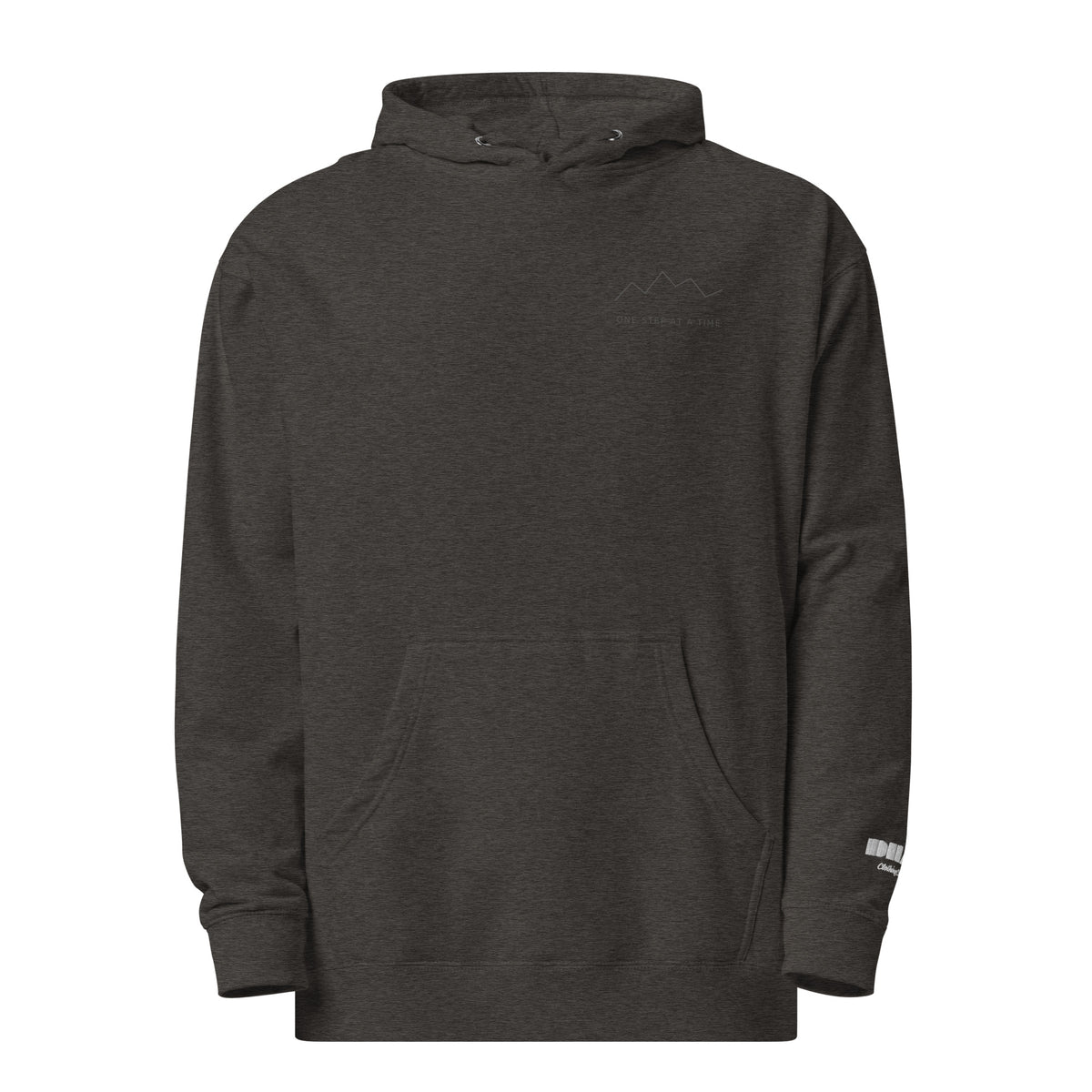 One Step at a Time Hoodie in Charcoal Heather — front view
