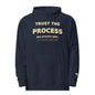 Trust the Process hoodie in Classic Navy — front view