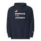 Embrace the Journey Clean Stack hoodie in Classic Navy — front view