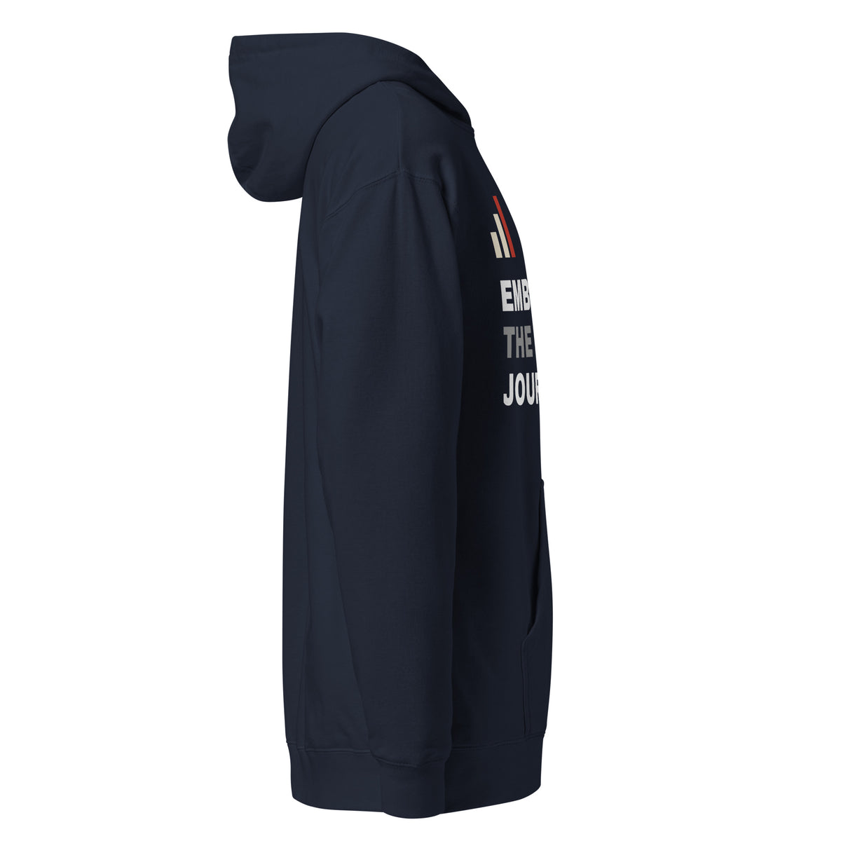 Embrace the Journey Clean Stack hoodie in Classic Navy — right view