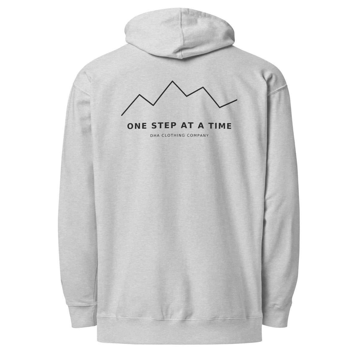One Step at a Time Hoodie in Grey Heather — back view