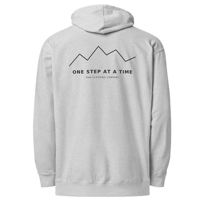 One Step at a Time Hoodie in Grey Heather — back view