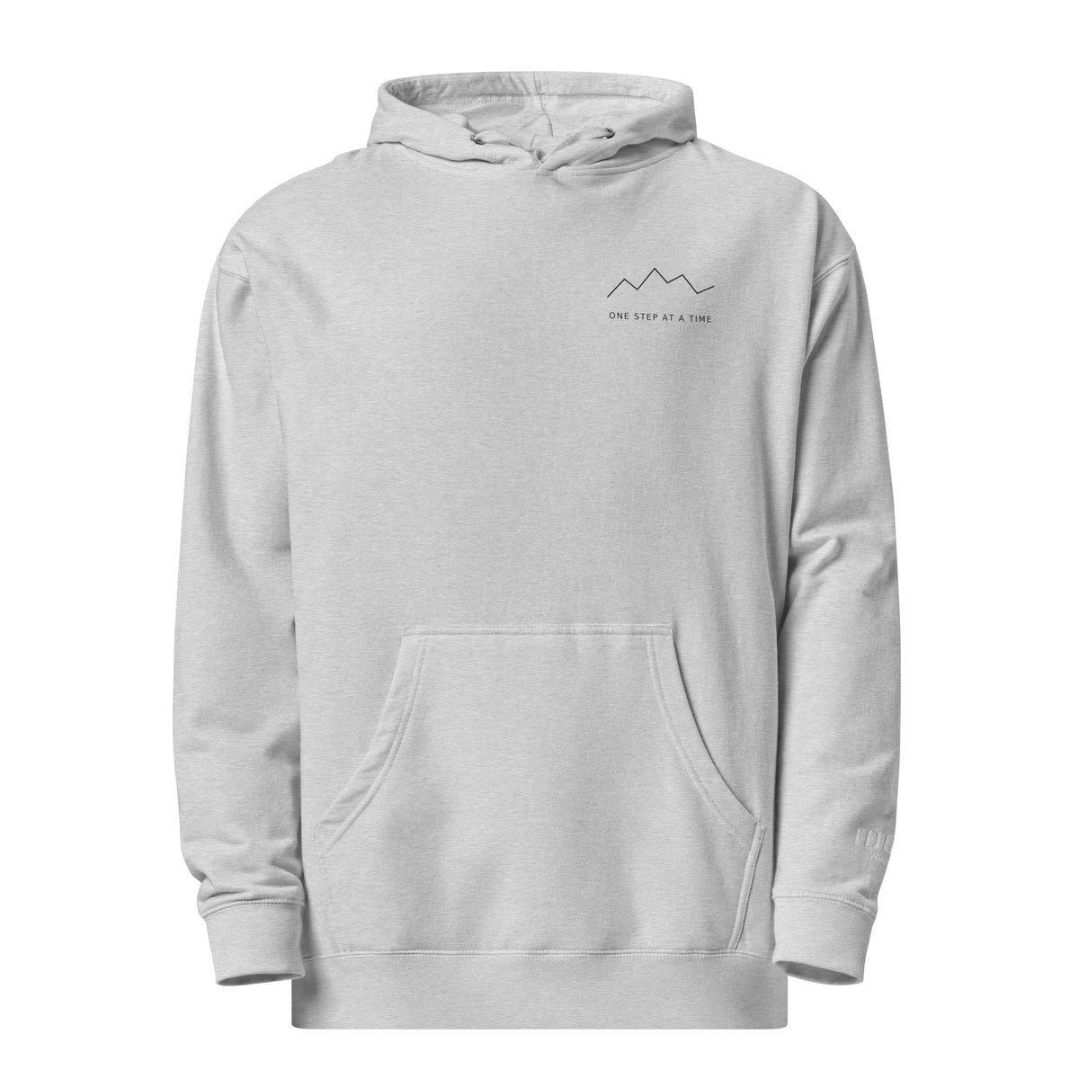 One Step at a Time Hoodie in Grey Heather — front view