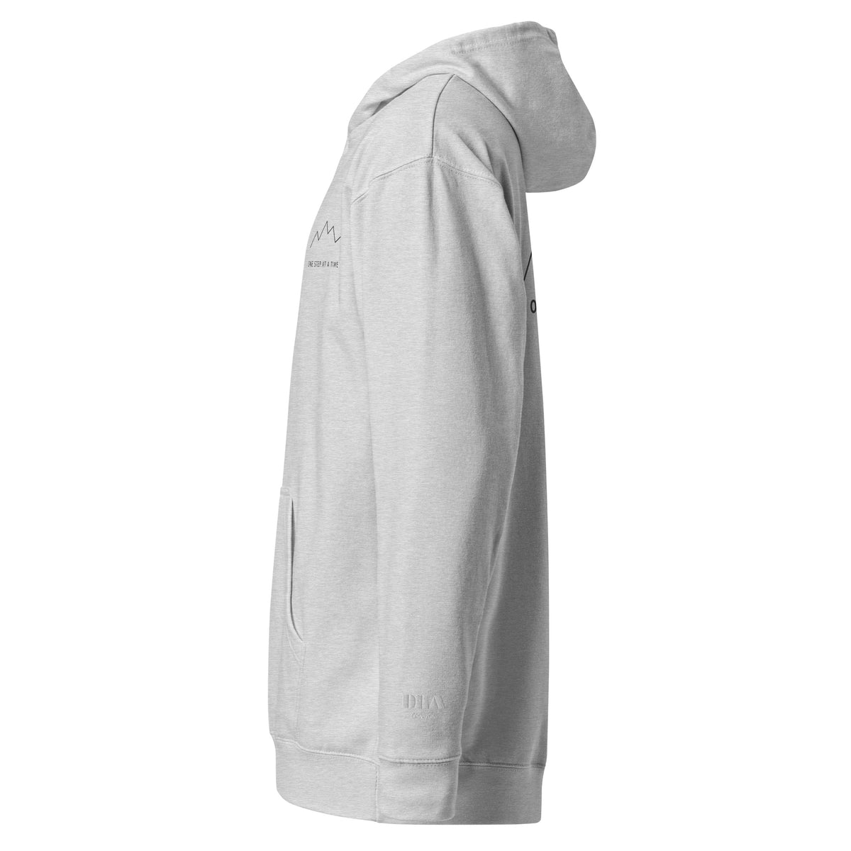 One Step at a Time Hoodie in Grey Heather — left view