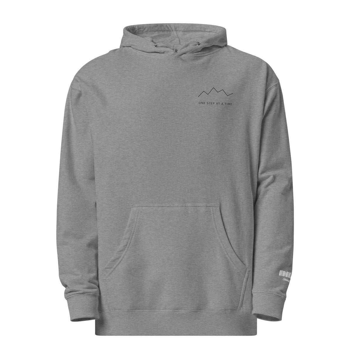 One Step at a Time Hoodie in Gunmetal Heather — front view