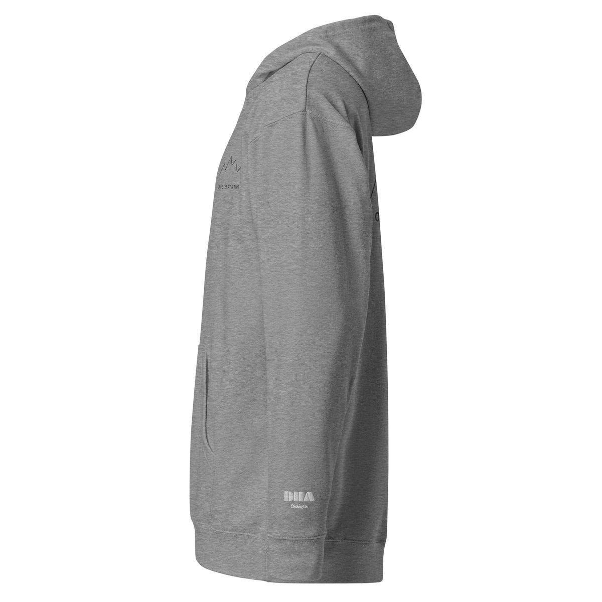 One Step at a Time Hoodie in Gunmetal Heather — left view