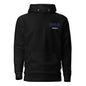 GOD BODY ACTIVATED Hoodie – Embroidered — Third Eye, black front view with the DHA lockup embroidered at the left chest