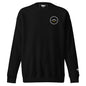 Summit Emblem Hoodie in Black — front view with cream and gold Summit emblem embroidered at the left chest