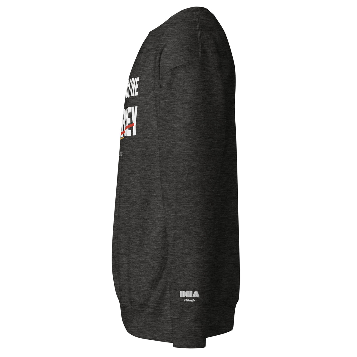 Embrace the Journey Speed Slash Crewneck Sweatshirt in Charcoal Heather — left side view