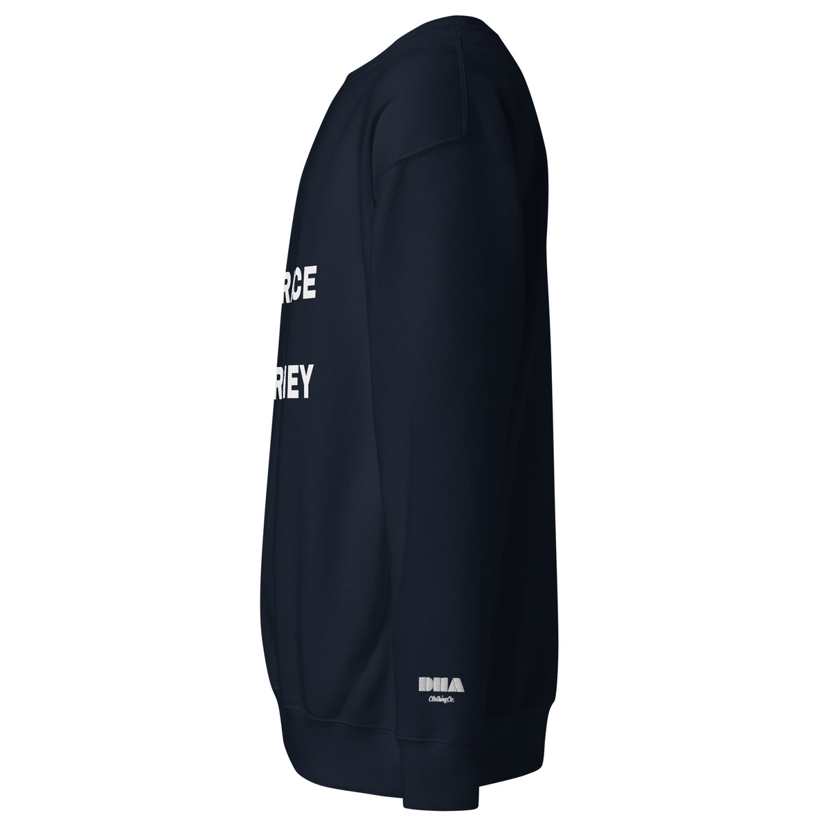 Embrace the Journey Clean Stack Crewneck Sweatshirt in Navy Blazer — left side view
