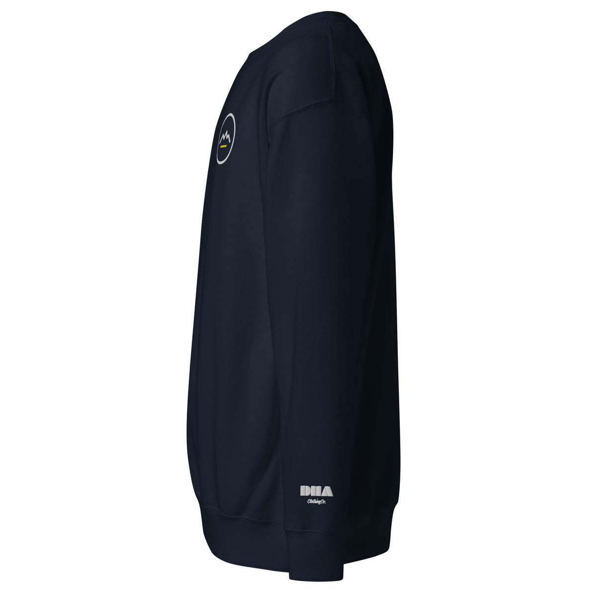 Summit Emblem Crewneck Sweatshirt in Navy Blazer — left side view
