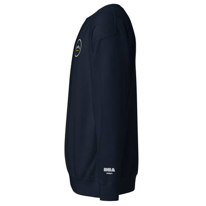 Summit Emblem Crewneck Sweatshirt in Navy Blazer — left side view