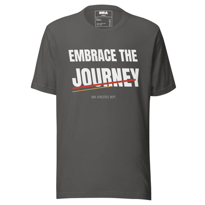 Embrace the Journey athletic t-shirt in Asphalt — front view