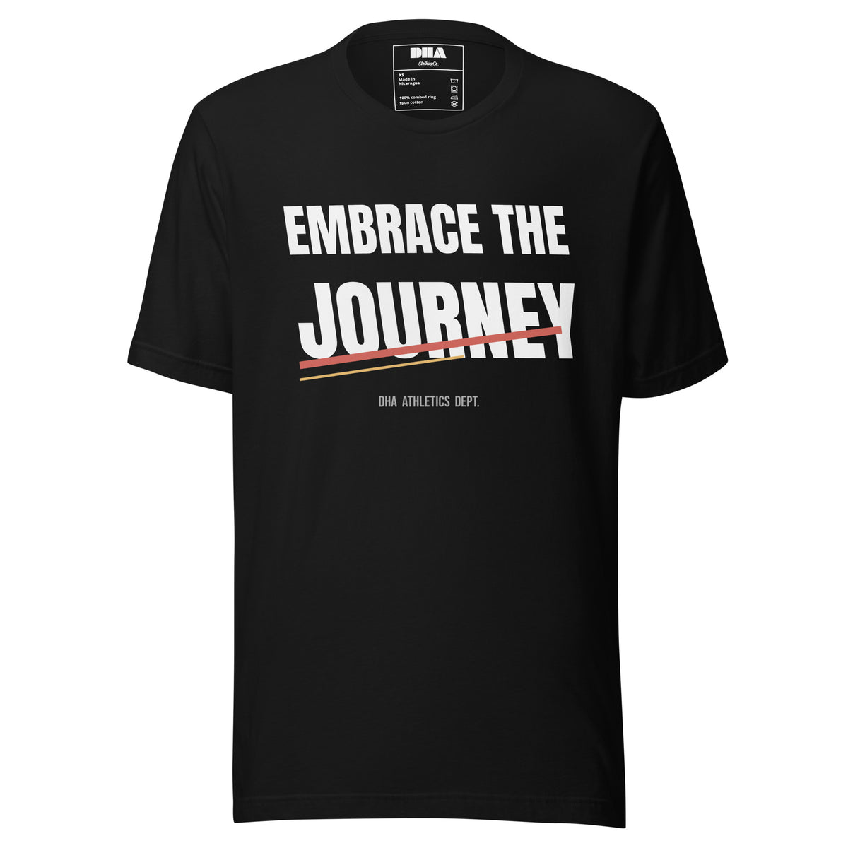 Embrace the Journey athletic t-shirt in Black — front view