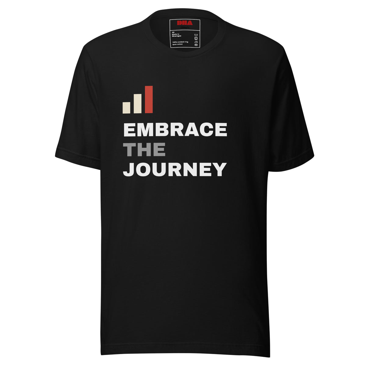 Embrace the Journey Clean Stack t-shirt in Black — front view