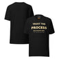 Trust the Process motivational t-shirt in Black — front and back view