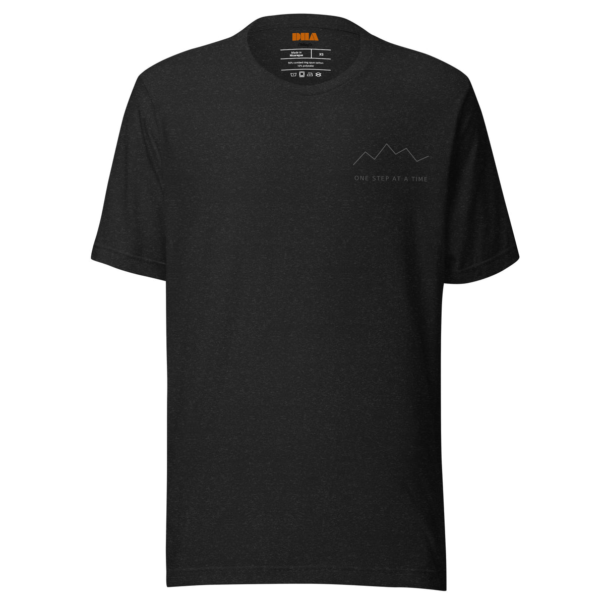 One Step at a Time T-Shirt in Black Heather — front view