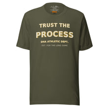 Trust the Process motivational t-shirt in Military Green — front view