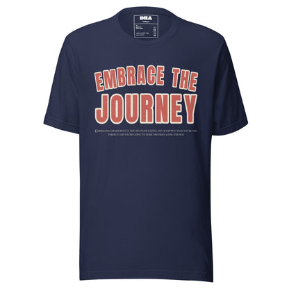 Embrace the Journey motivational t-shirt in Navy — front view