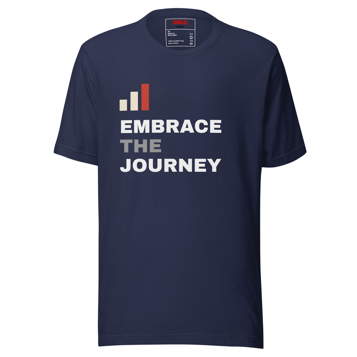 Embrace the Journey Clean Stack t-shirt in Navy — front view
