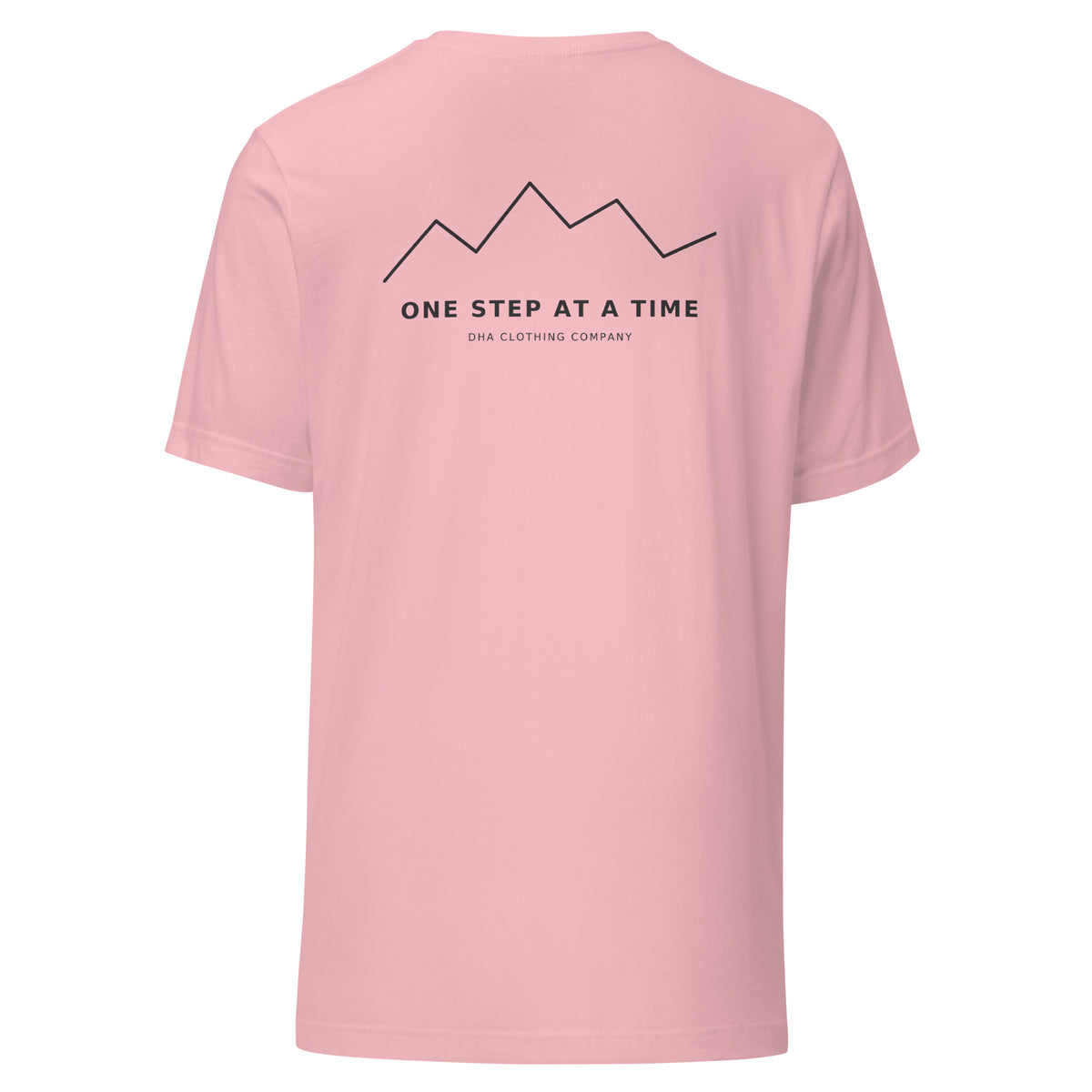 One Step at a Time inspirational t-shirt in Pink — back view