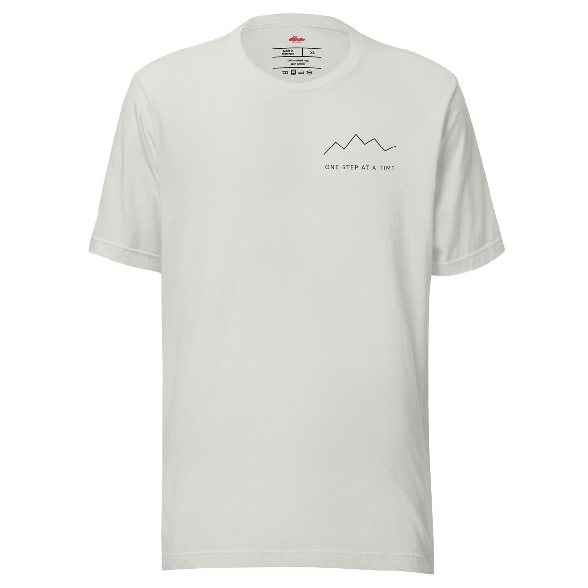 One Step at a Time inspirational t-shirt in Silver — front view