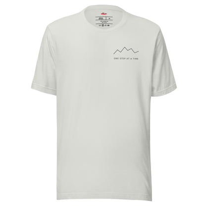 One Step at a Time inspirational t-shirt in Silver — front view