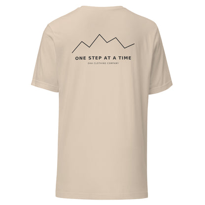 One Step at a Time inspirational t-shirt in Soft Cream — back view