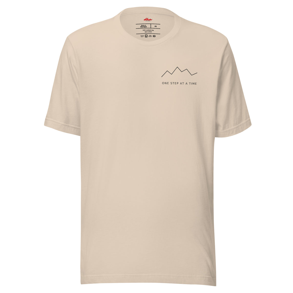 One Step at a Time inspirational t-shirt in Soft Cream — front view